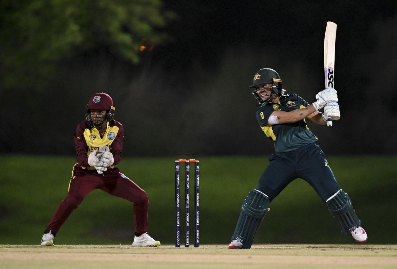 Ashleigh Gardner added 56 for the sixth wicket with Annabel Sutherland, Australia vs West Indies, Women's T20 World Cup, Warm-up, Dubai, October 1, 2024