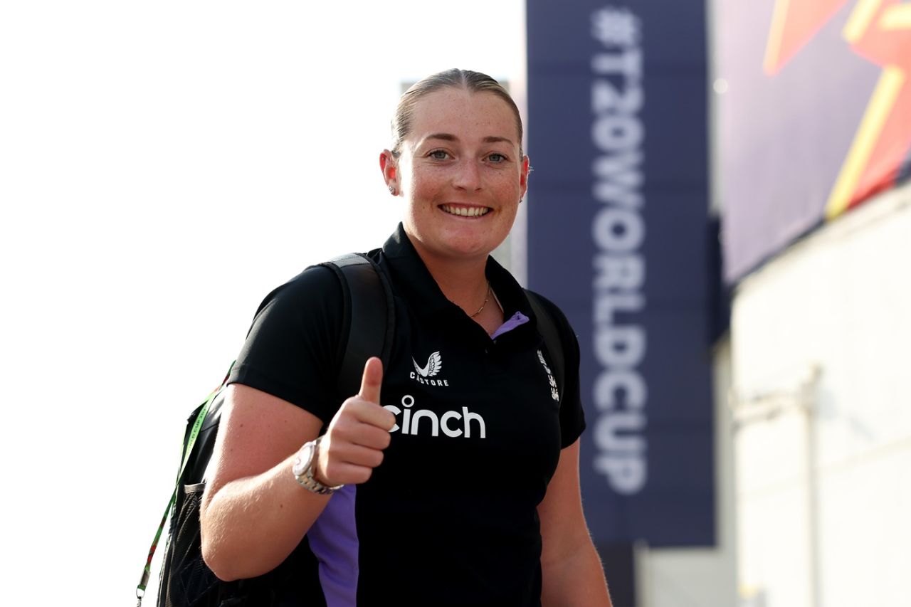 Sophie Ecclestone looks upbeat, England vs South Africa, Group B, Women's T20 World Cup, Sharjah, October 7, 2024