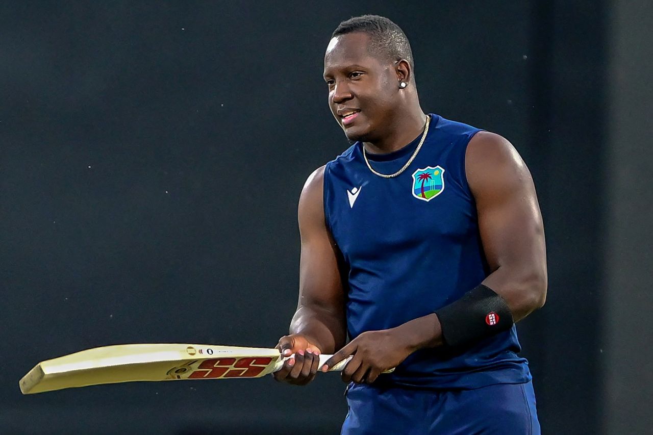 Rovman Powell trains in the eve of the T20I series opener against Sri Lanka, Dambulla, October 12, 2024