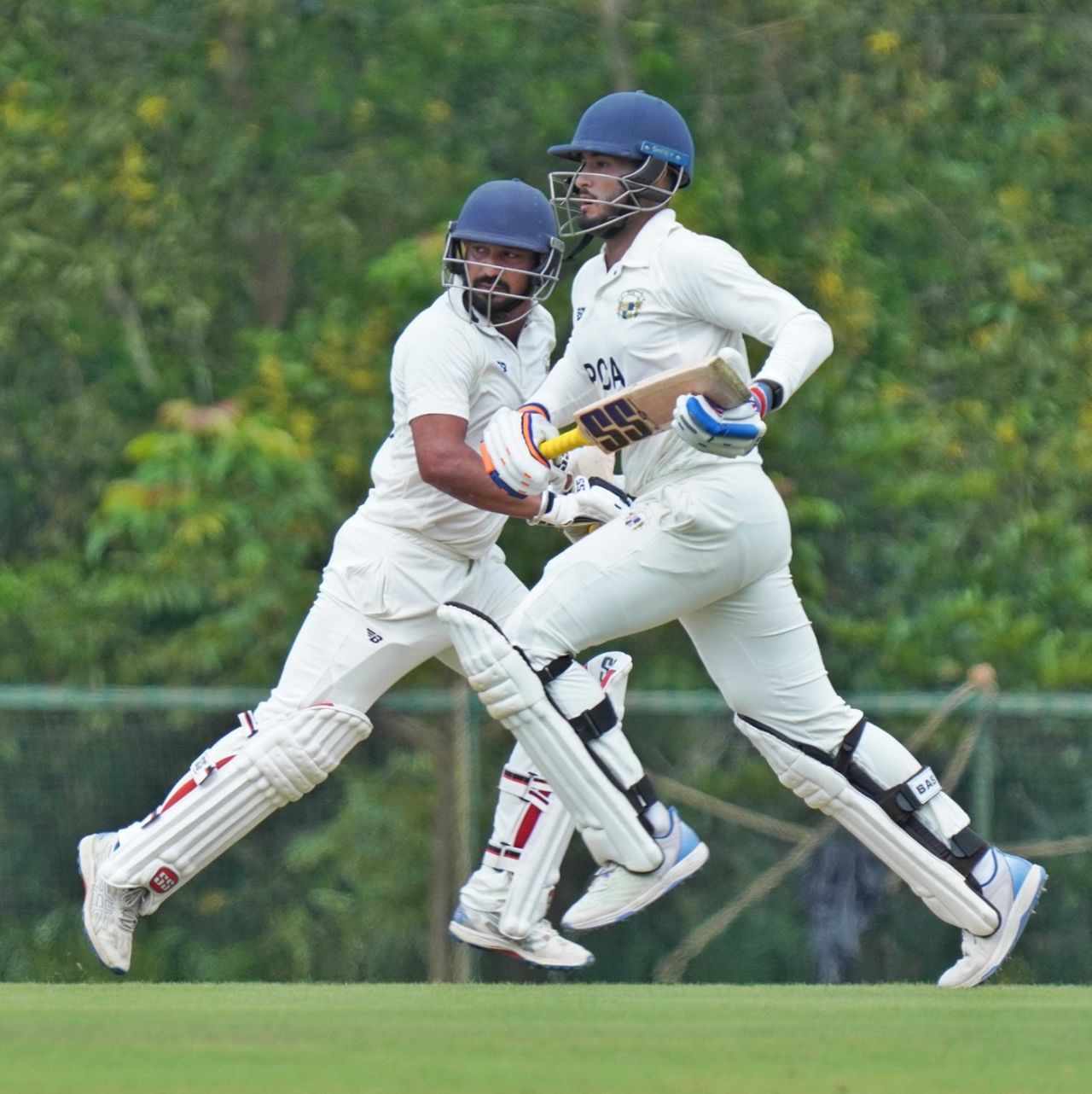 Anmolpreet Singh and Nehal Wadhera run between the wickets, Kerala vs Punjab, Ranji Trophy, Elite Group C, Thumba, October 13, 2024
