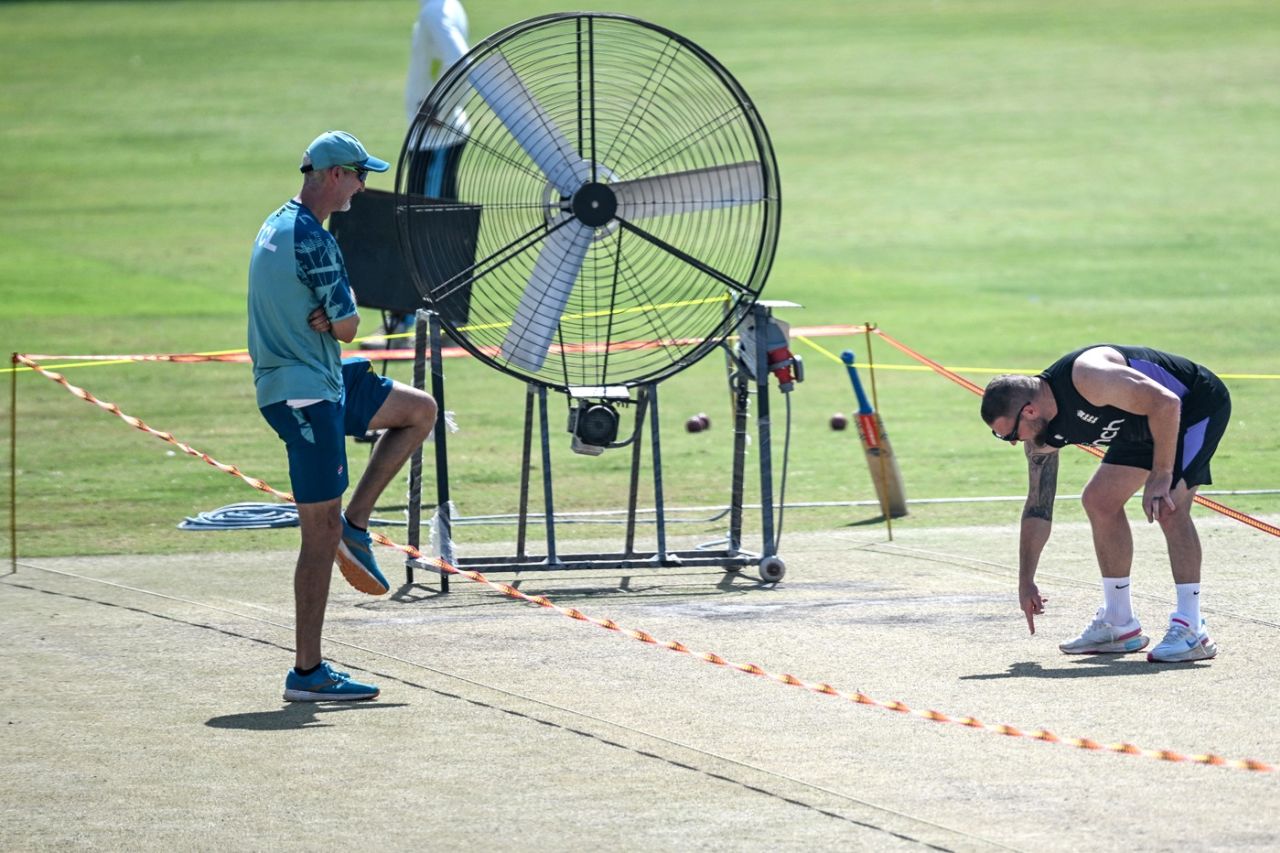 Jason Gillespie and Brendon McCullum take a look at the pitch, Pakistan vs England, Multan, October 13, 2024