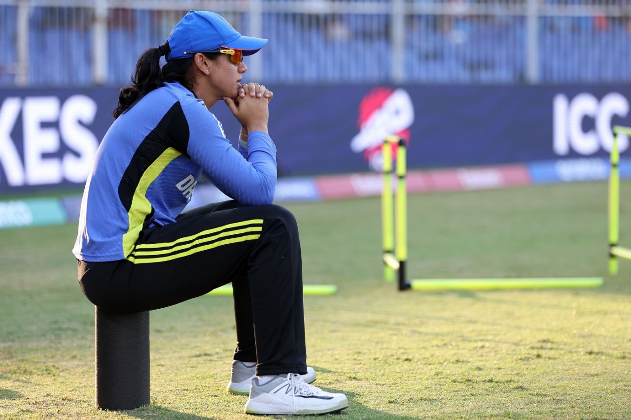 Smriti Mandhana looks on, Australia vs India, Women's T20 World Cup, Sharjah, October 13, 2024