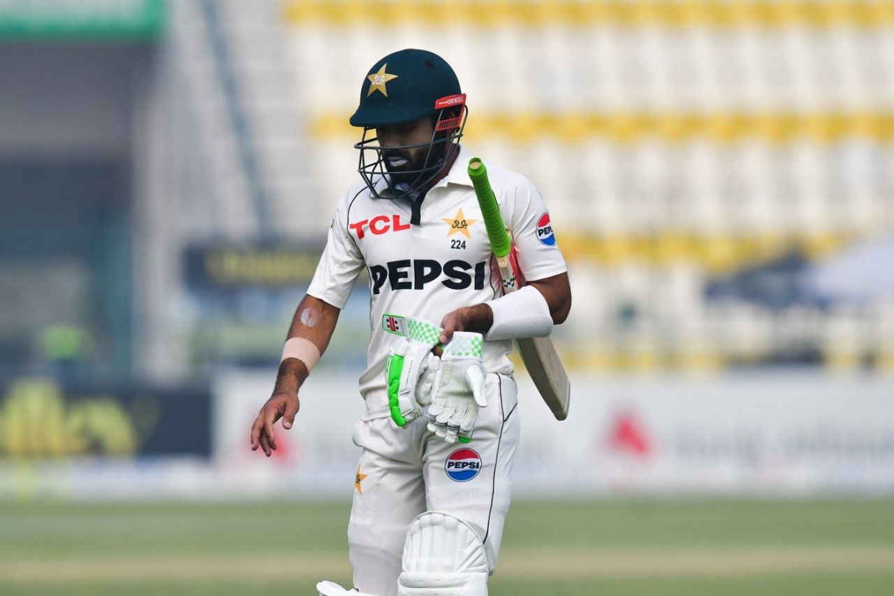 Mohammad Rizwan walks back after making 41, Pakistan vs England, 2nd Test, Multan, 2nd day, October 16, 2024
