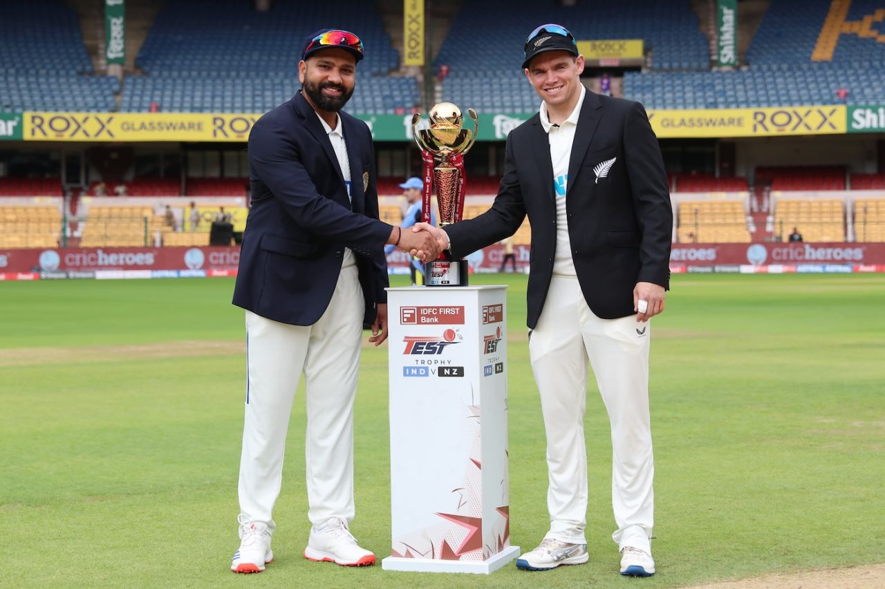 Rohit Sharma and Tom Latham came out for the toss on the second day, India vs New Zealand, 1st Test, Bengaluru, 2nd day, October 17, 2024