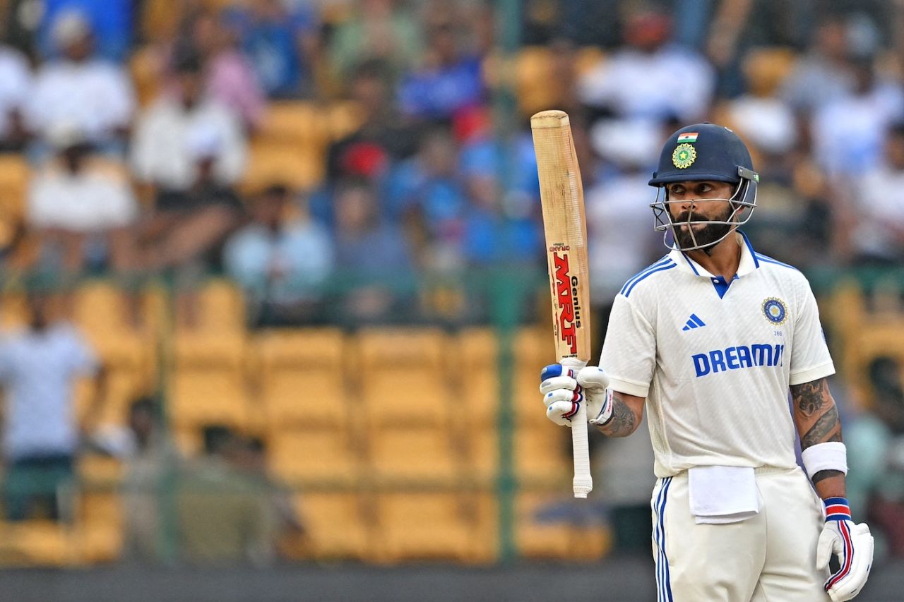 Virat Kohli brought up his latest Test half-century, India vs New Zealand, 1st Test, Bengaluru, 3rd day, October 18, 2024