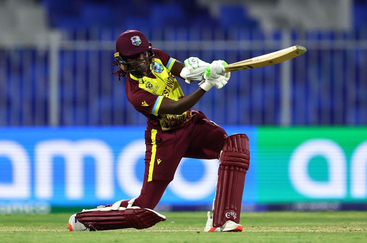 Stafanie Taylor hits through the off side, New Zealand vs West Indies, Sharjah, Women's T20 World Cup, October 18, 2024