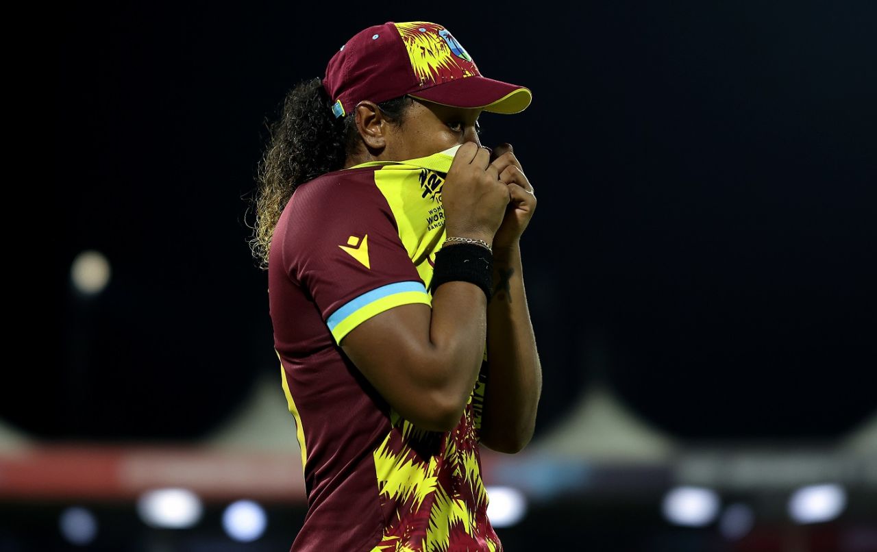 Hayley Matthews tries to hide her emotions after the loss, New Zealand vs West Indies, Sharjah, Women's T20 World Cup, October 18, 2024