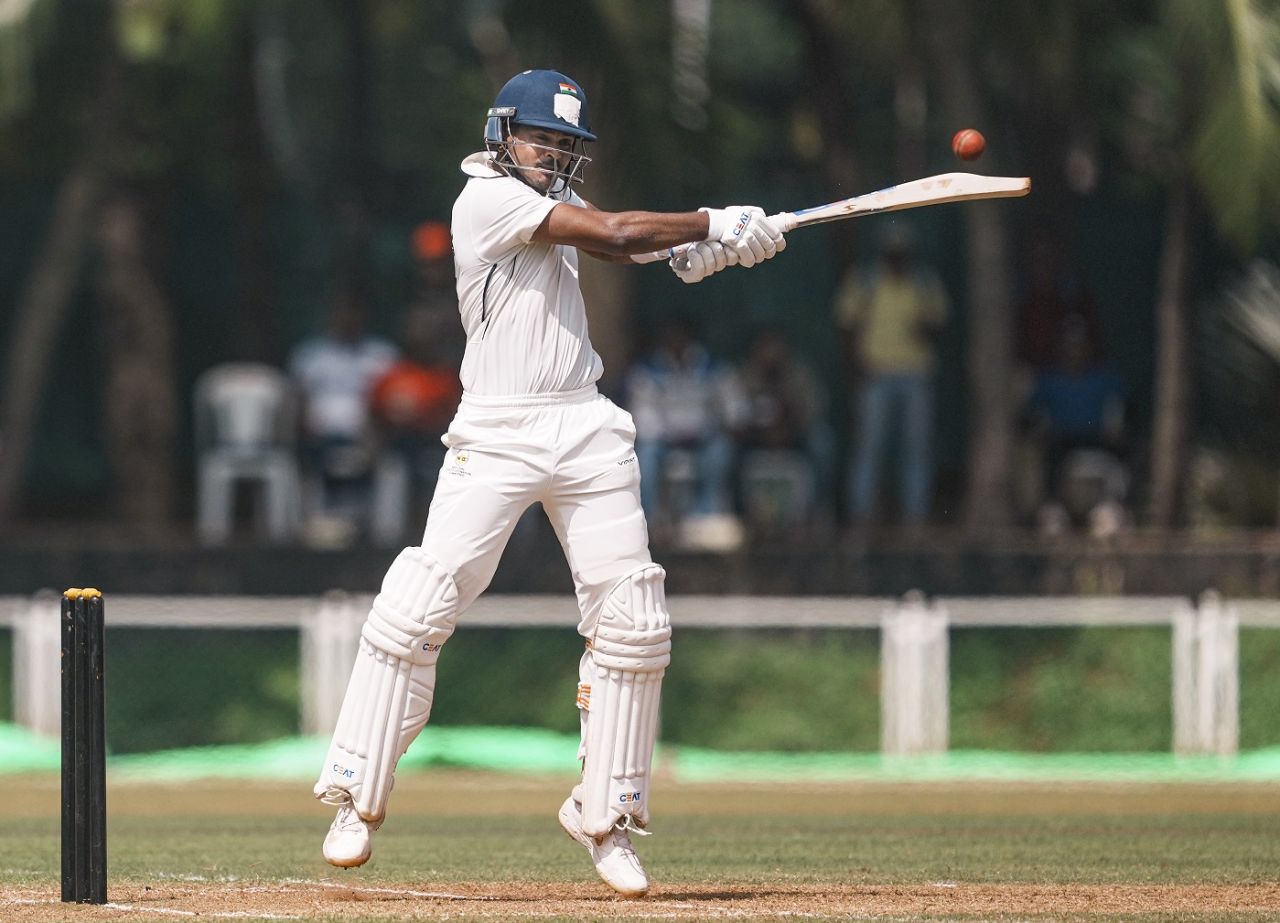 Shreyas Iyer cuts one away, Mumbai vs Maharashtra, Sharad Pawar Cricket Academy, day 2, Ranji Trophy, October 19, 2024