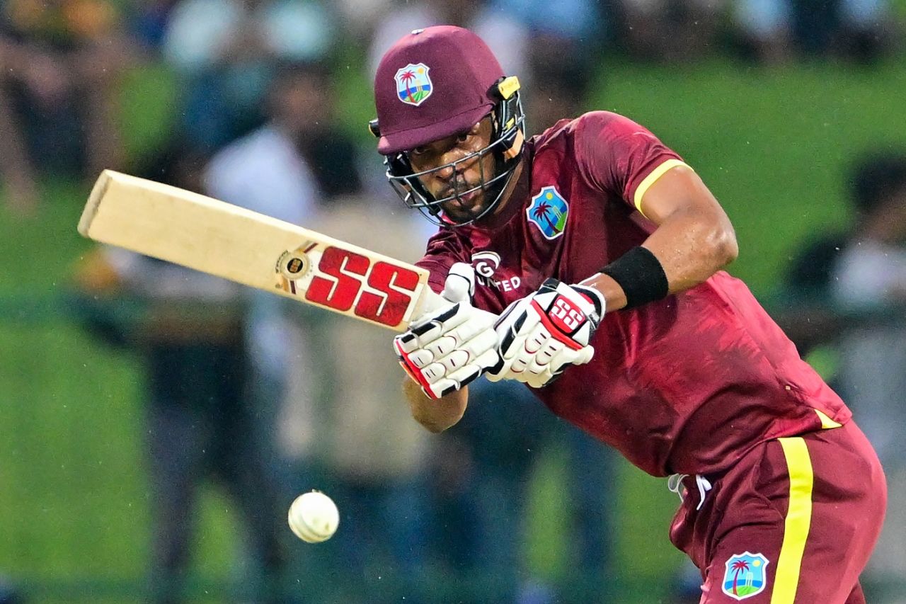 Roston Chase hit four fours before rain stopped play, Sri Lanka vs West Indies, 1st ODI, Pallekele, October 20, 2024