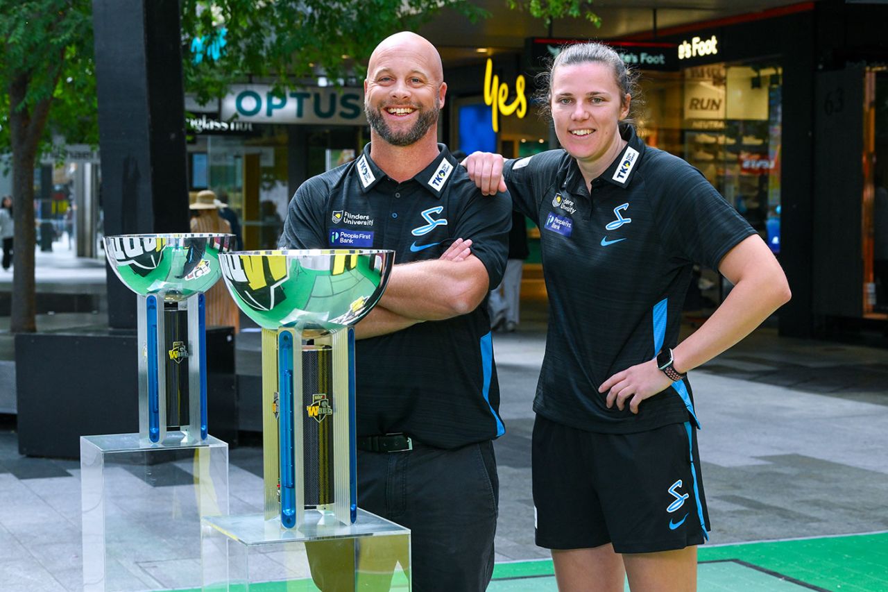 Adelaide Strikers head coach Luke Williams and captain Tahlia McGrath ahead of their hat-trick title bid, Adelaide, October 24, 2024