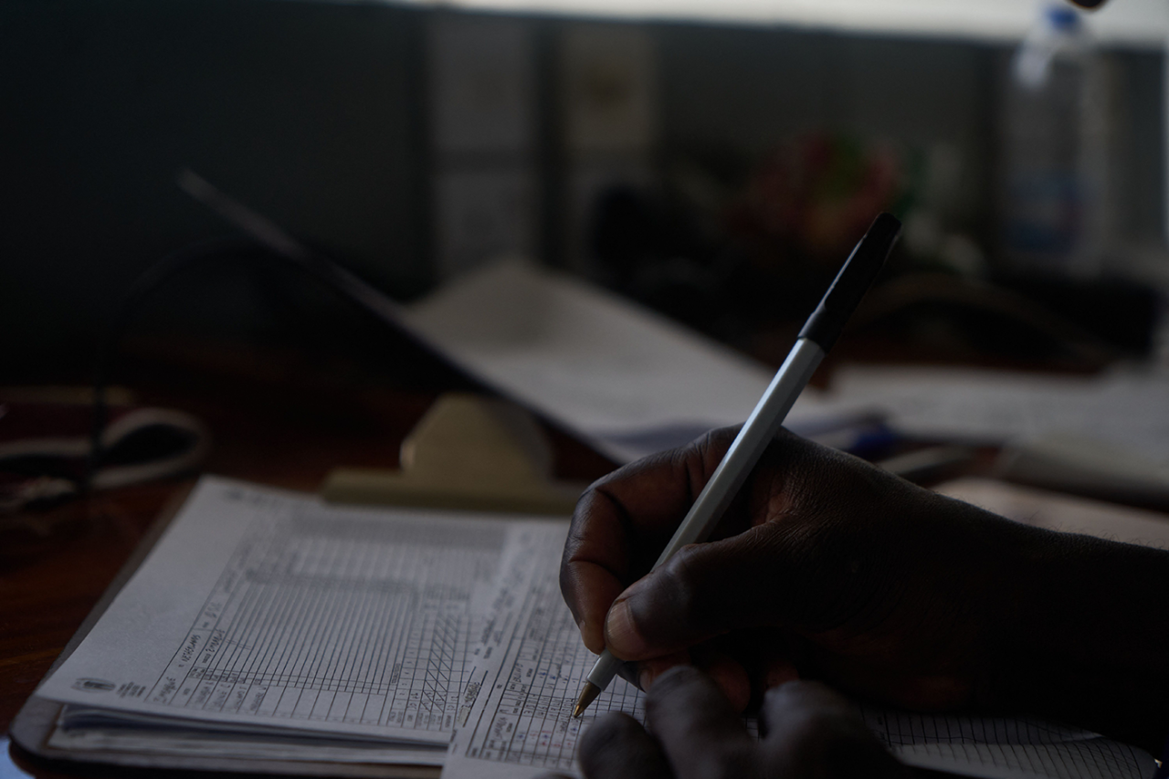 A view of a scorer entering scores in a scorebook, Zimbabwe vs Netherlands, T20 World Cup Qualifier, Queens Sports Club, Bulawayo, Zimbabwe, July 17, 2022