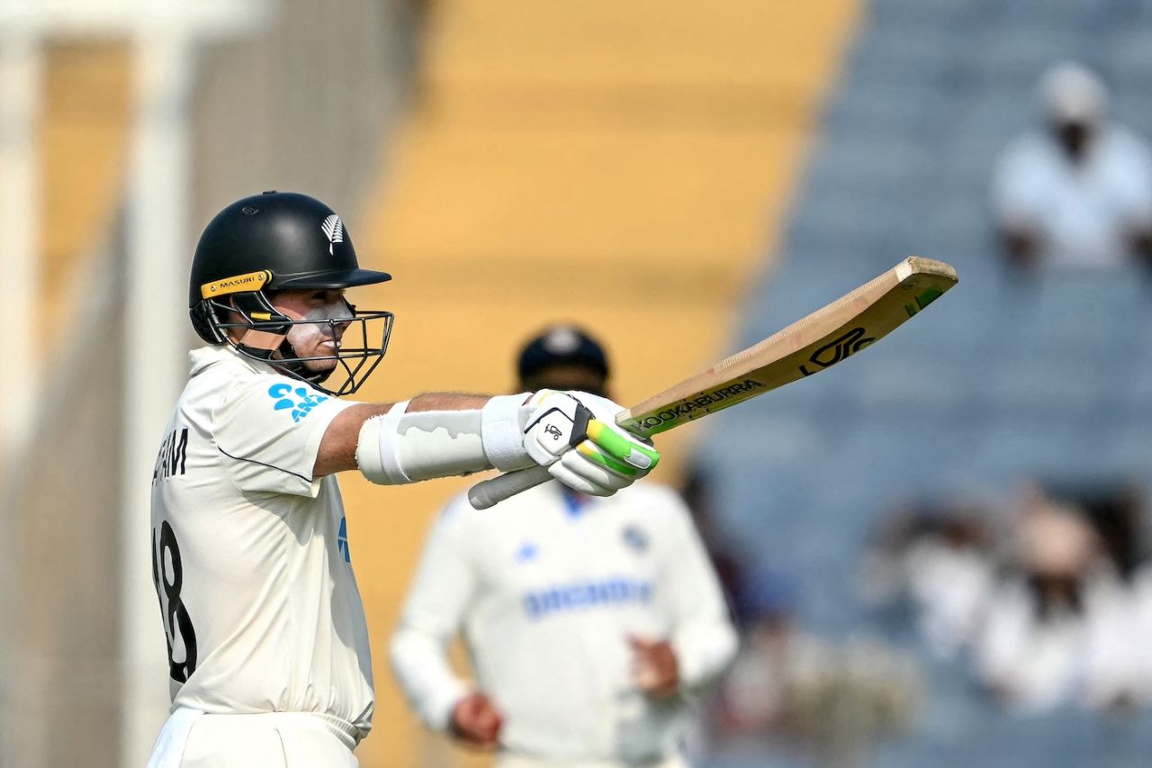 Tom Latham brought up a solid half-century, India vs New Zealand, 2nd Test, Pune, 2nd day, October 25, 2024