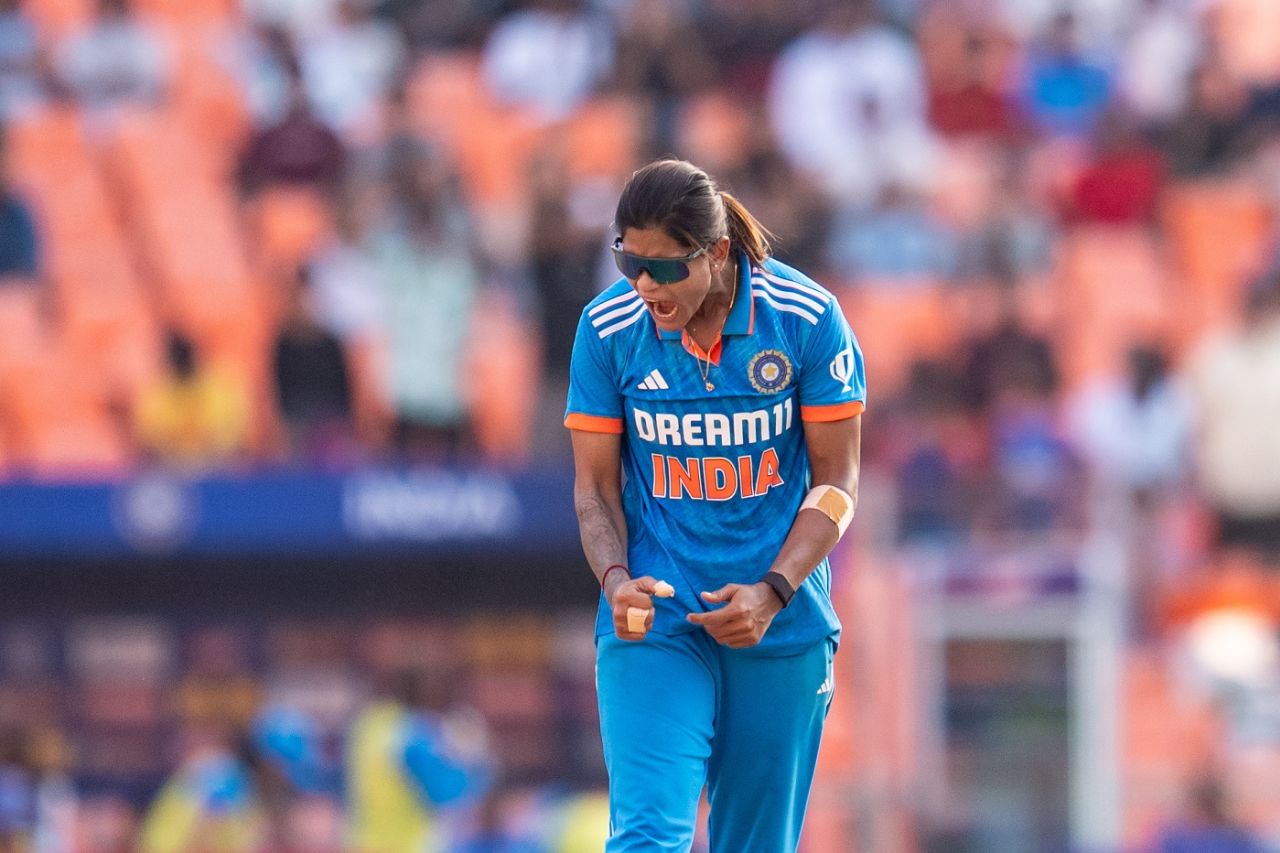 Radha Yadav finished with a four-wicket haul, India vs New Zealand, 2nd ODI, Ahmedabad, October 27, 2024