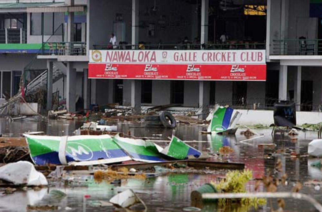 The cricket ground at Galle in the aftermath of the tsunami, January 3, 2005