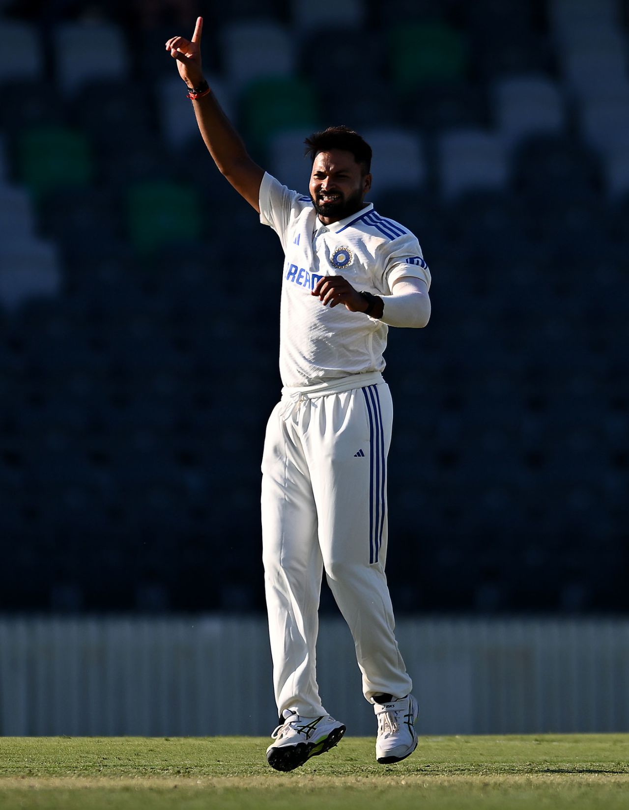 Mukesh Kumar struck late in the day to remove Beau Webster, Australia A vs India A, 1st four-day game, Mackay, October 31, 2024
