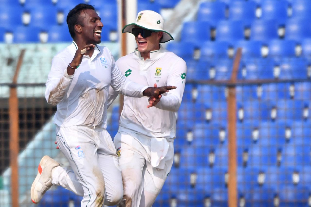 Senuran Muthusamy rocked Bangladesh's specialist batters in their second innings, Bangladesh vs South Africa, 2nd Test, Chattogram, 3rd day, October 31, 2024