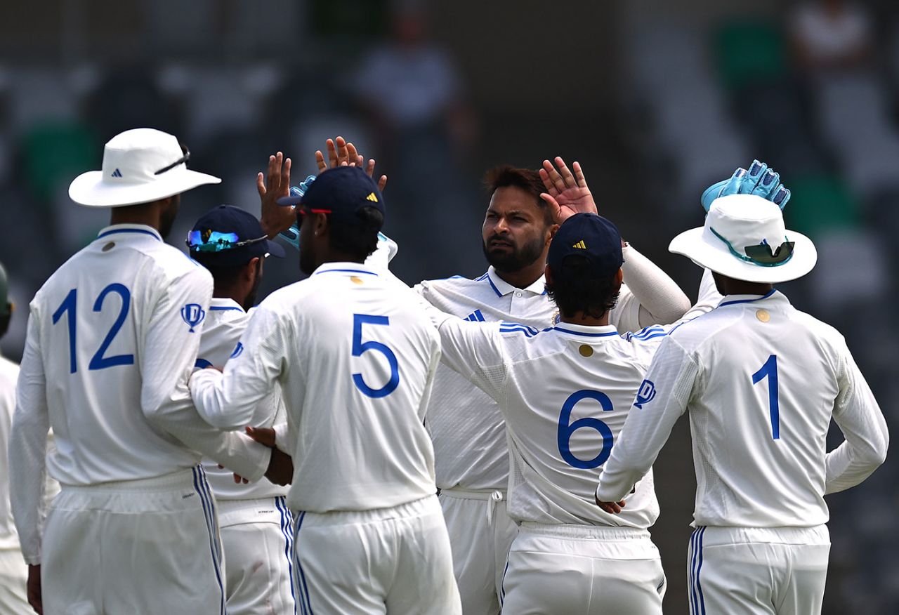 Mukesh Kumar made inroads for India A on the second morning, Australia A vs India A, 1st four-day game, Mackay, November 1, 2024