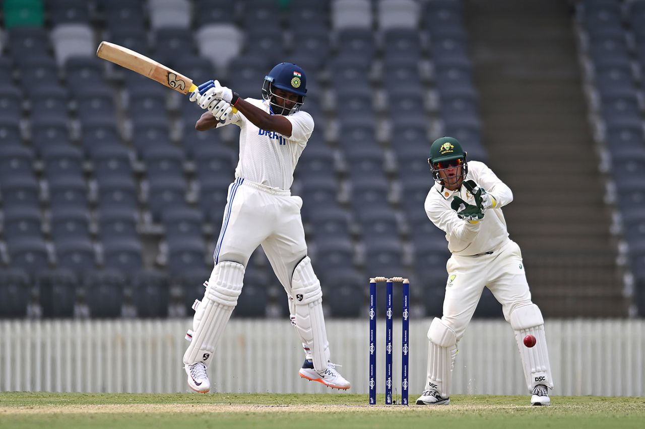 Sai Sudharsan built a third-wicket stand, Australia A vs India A, 1st four-day game, Mackay, November 1, 2024