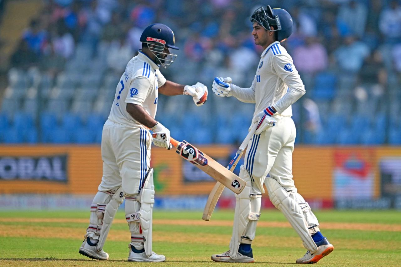 Shubman Gill and Rishabh Pant brought up their fifties on second morning, India vs New Zealand, 3rd Test, Mumbai, 2nd day, November 2, 2024