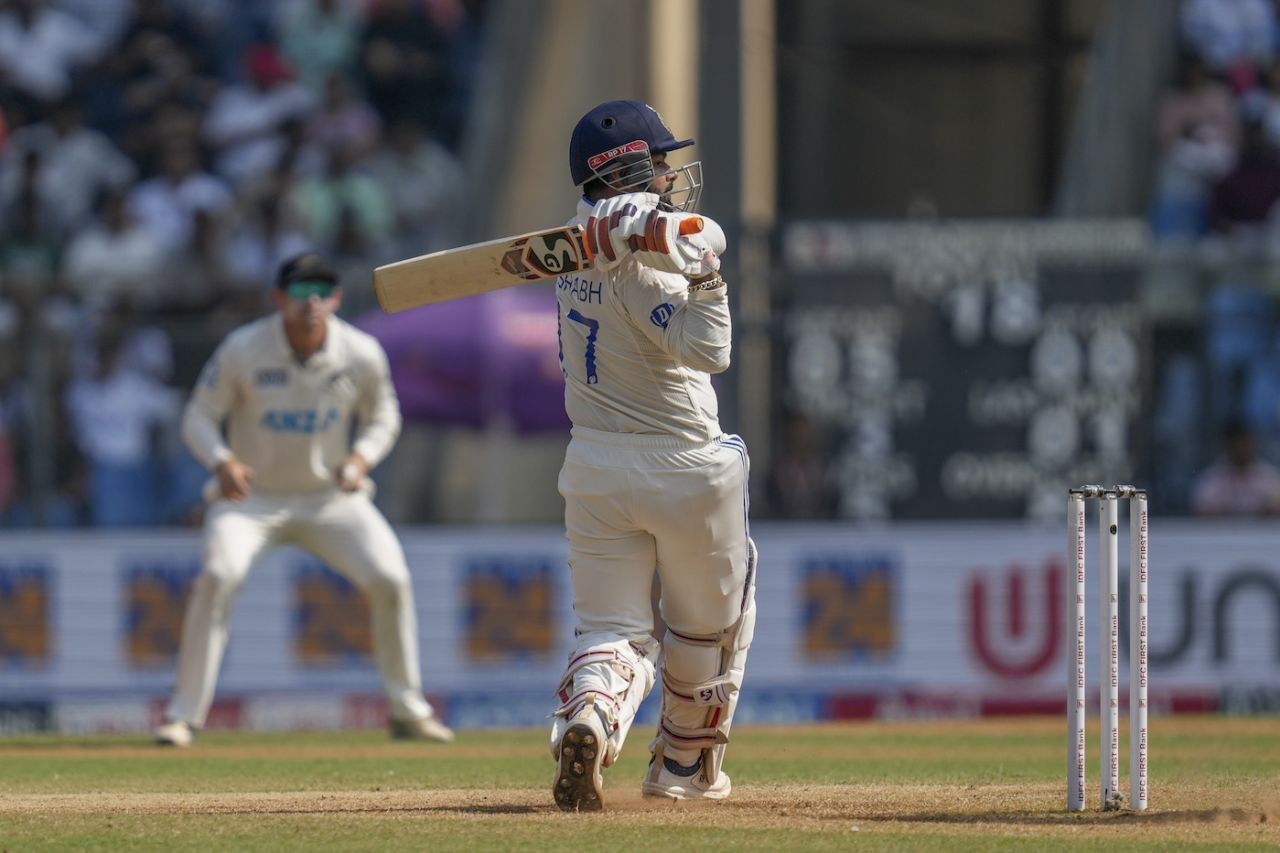 Rishabh Pant hit seven fours and a six to get to his half-century, India vs New Zealand, 3rd Test, Mumbai, 3rd day, November 3, 2024