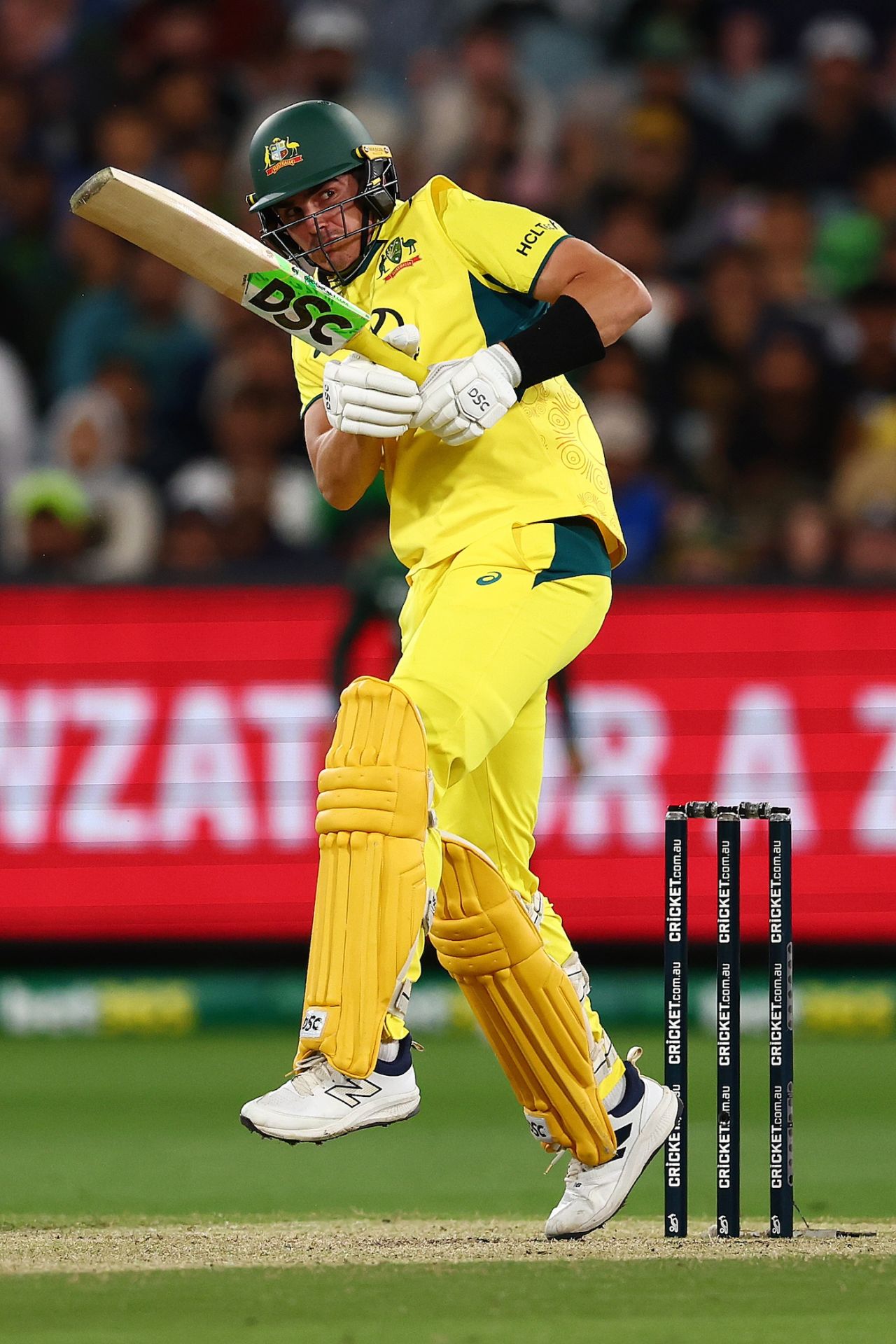Sean Abbott watches the ball off his bat, Australia vs Pakistan, 1st ODI, Melbourne, November 4, 2024