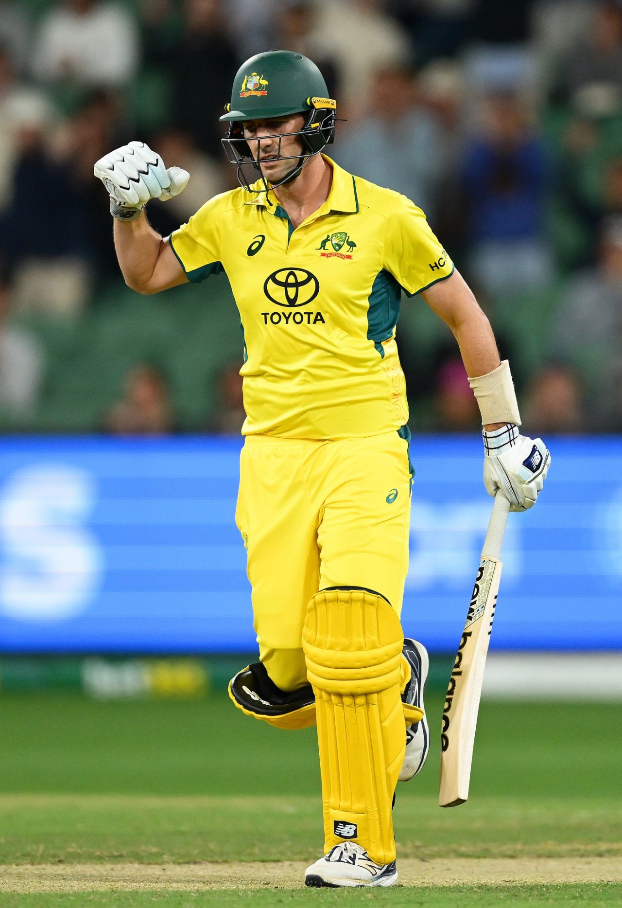 Pat Cummins celebrates after hitting the winning run, Australia vs Pakistan, 1st ODI, Melbourne, November 4, 2024