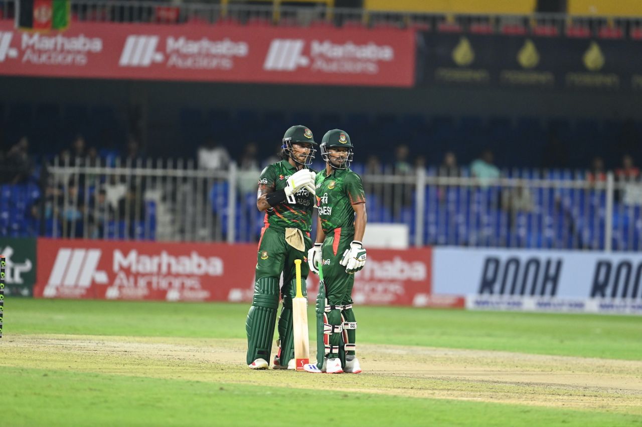 Soumya Sarkar and Najmul Hossain Shanto added 53 off 54 balls for the second wicket, Afghanistan vs Bangladesh, 1st ODI, Sharjah, November 6, 2024