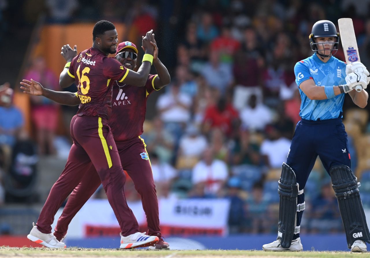Jacob Bethell was dismissed by Romario Shepherd, West Indies vs England, 3rd ODI, Bridgetown, November 6, 2024