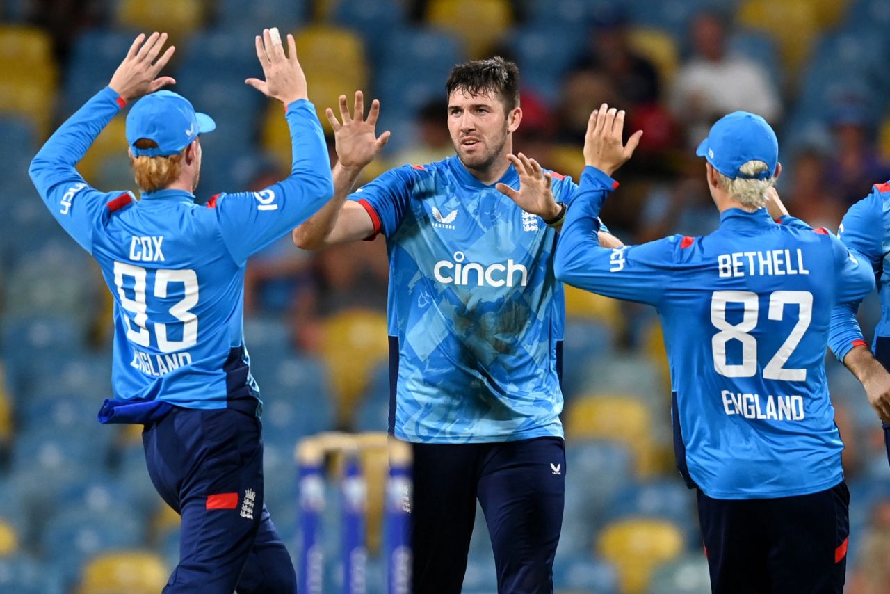 Jamie Overton claimed his maiden ODI wicket in his first over, West Indies vs England, 3rd ODI, Bridgetown, November 6, 2024