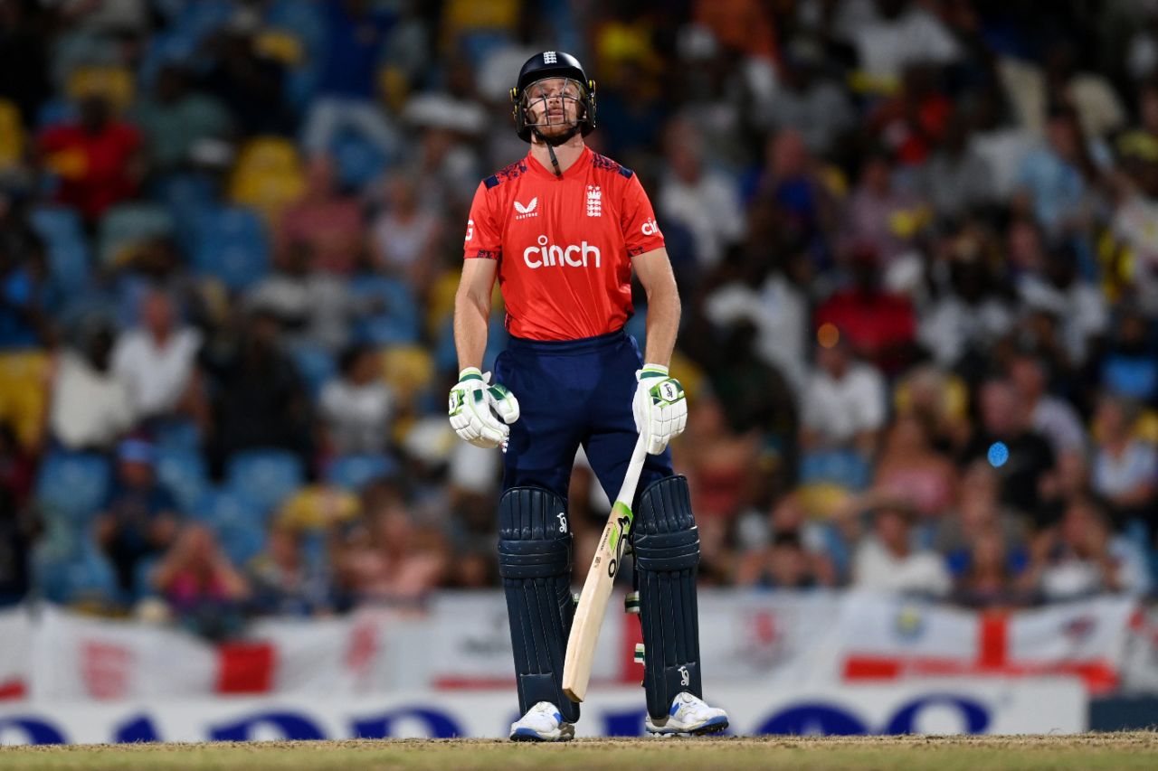 Jos Buttler fell first-ball on his return to the England team, West Indies vs England, 1st T20I, Barbados, November 9, 2024 