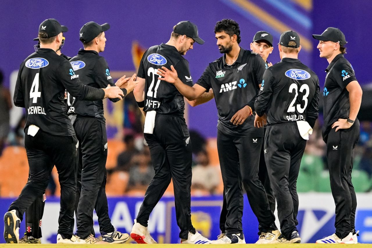Ish Sodhi celebrates a wicket, Sri Lanka vs New Zealand, 1st ODI, Dambulla, November 12, 2024