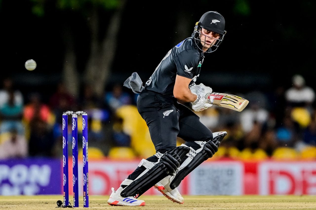 Tim Robinson dabs the ball away, Sri Lanka vs New Zealand, 1st ODI, Dambulla, November 12, 2024
