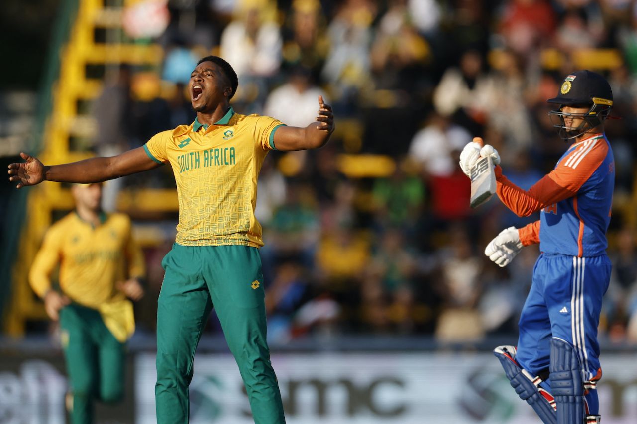 Lutho Sipamla dismissed Abhishek Sharma for 36, South Africa vs India, 4th T20I, Johannesburg, November 15, 2024