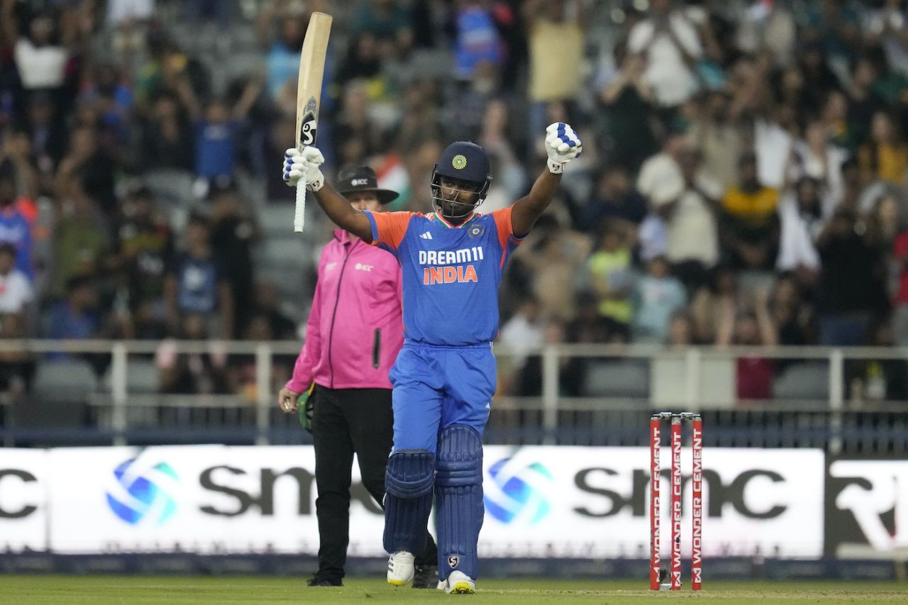 Sanju Samson tonned up for the third time in five innings, South Africa vs India, 4th T20I, Johannesburg, November 15, 2024