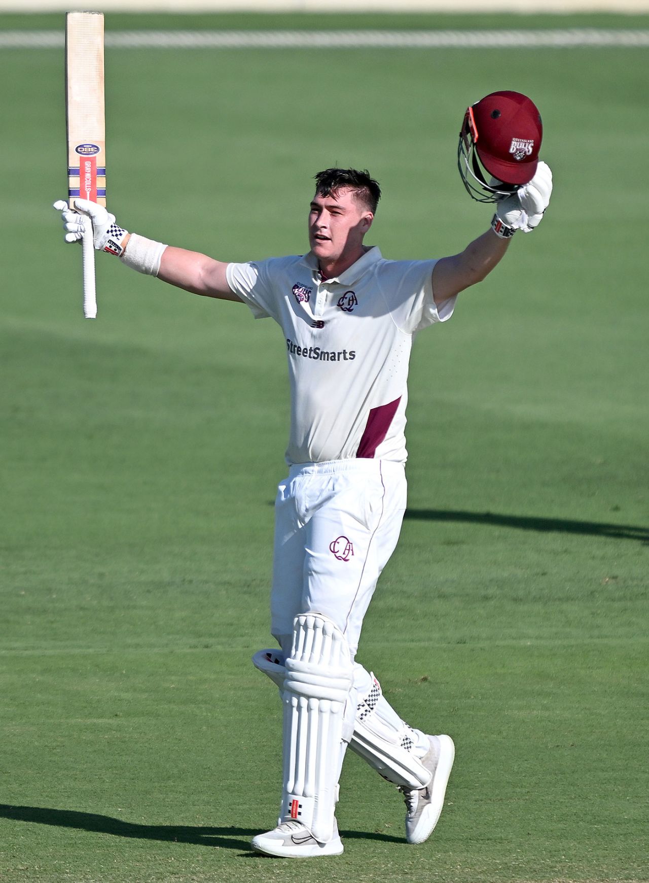 Matt Renshaw celebrates his century, Queensland vs Tasmania, Sheffield Shield, Allan Border Field, November 17, 2024