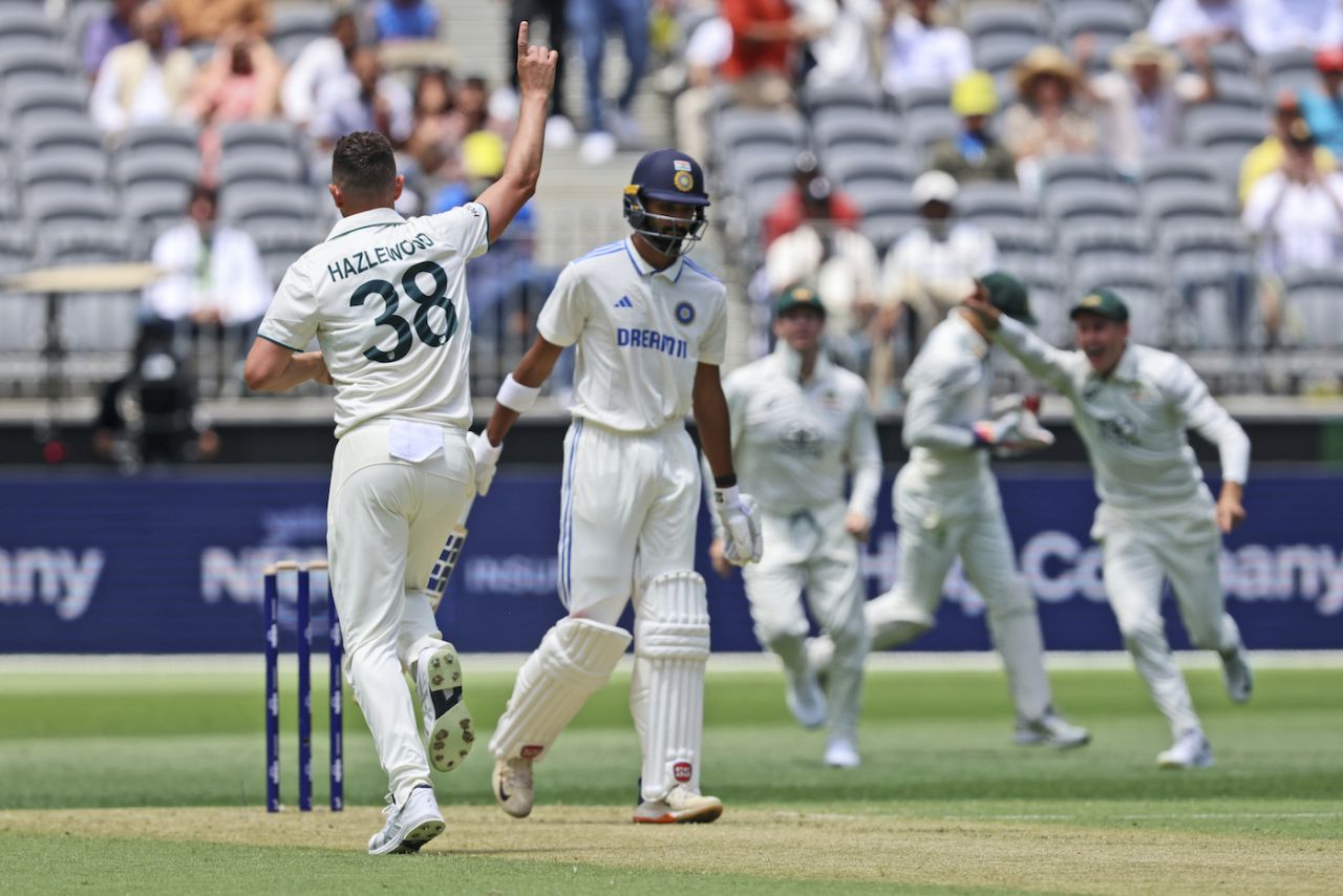 Devdutt Padikkal was out caught behind to Josh Hazlewood for a duck, Australia vs India, 1st Test, Perth, 1st day, November 22, 2024