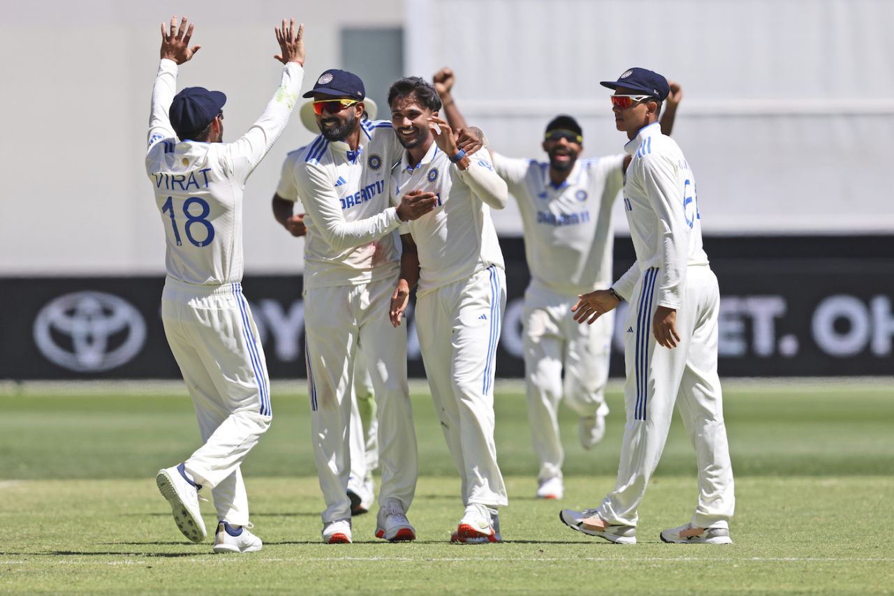 Nitish Kumar Reddy celebrates his maiden Test wicket, Australia vs India, 1st Test, 4th day, Optus Stadium, November 25, 2024