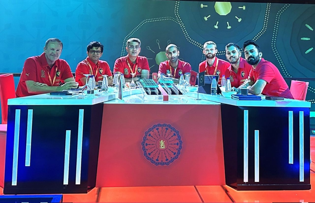 The RCB table at the IPL mega auction, Jeddah, November 25, 2024