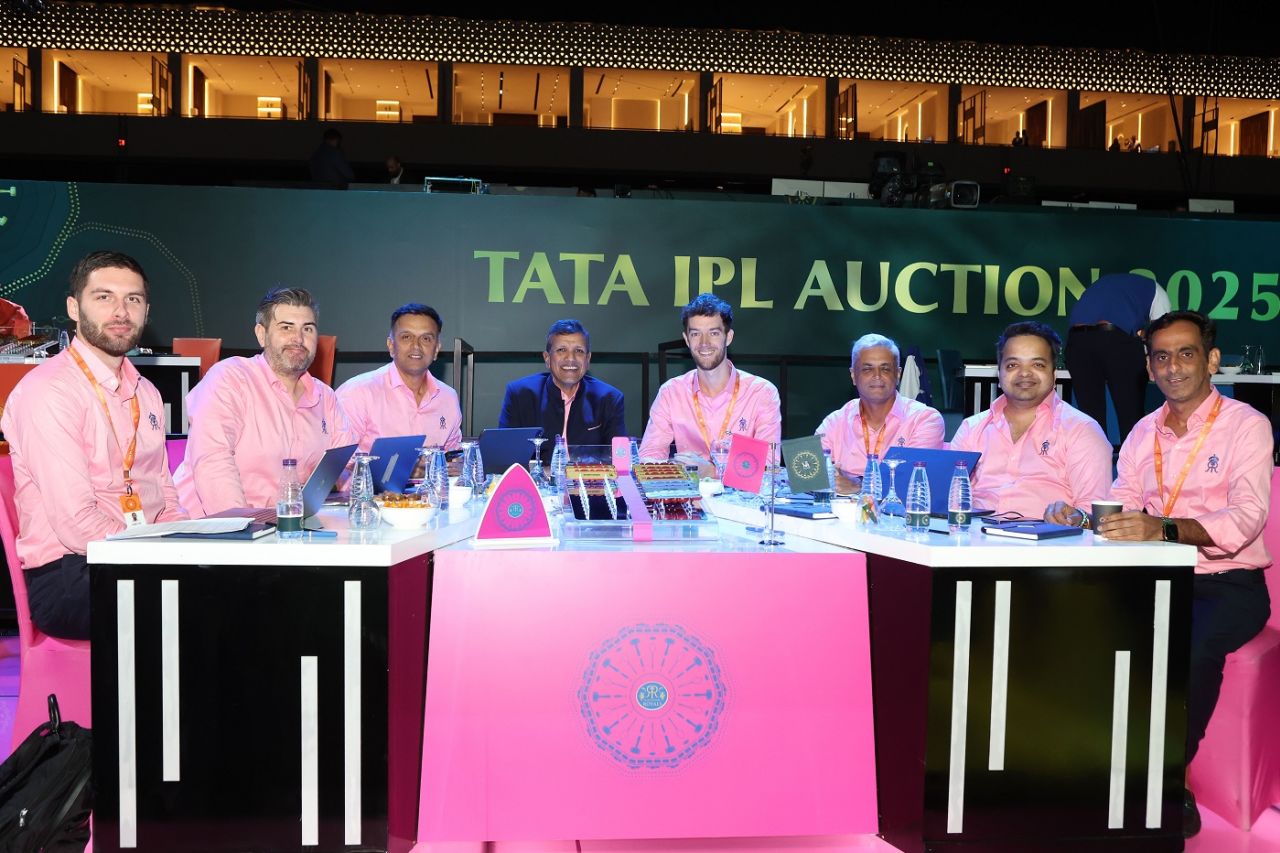 Rajasthan Royals are all smiles after the auction, IPL auction, Jeddah, Saudi Arabia, November 25, 2024