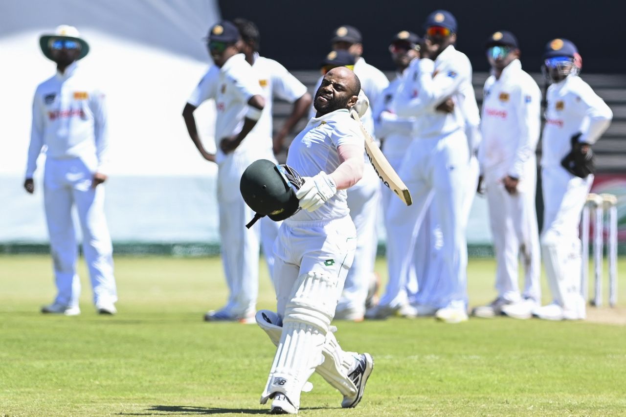 Temba Bavuma celebrates his hundred, South Africa vs Sri Lanka, 1st Test, Durban, 3rd day, November 29, 2024