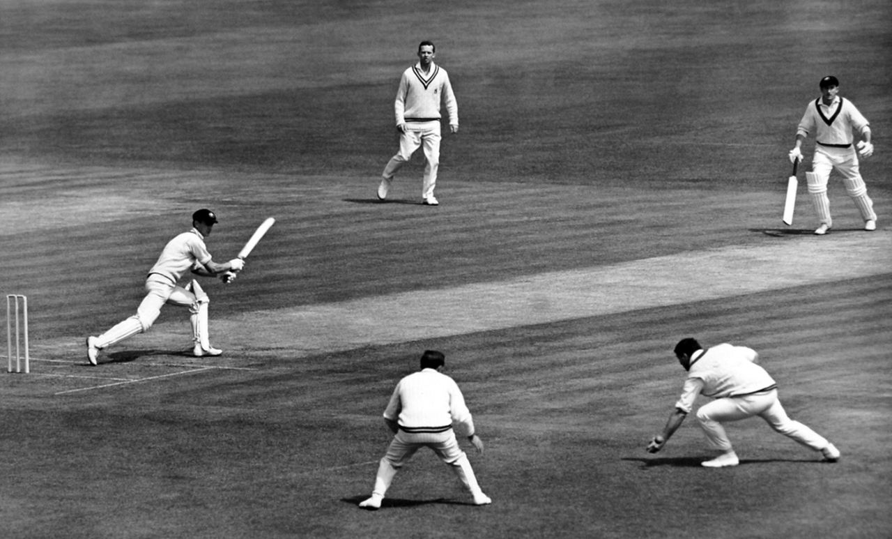 Ian Redpath cuts Ken Higgs past fielder Colin Milburn, MCC vs Australians, Lord's, May 20, 1968