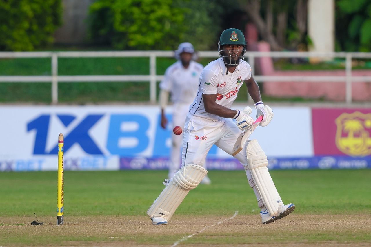 Jaker Ali plays on the off side, West Indies vs Bangladesh, 2nd Test, 3rd day, Kingston, December 2, 2024