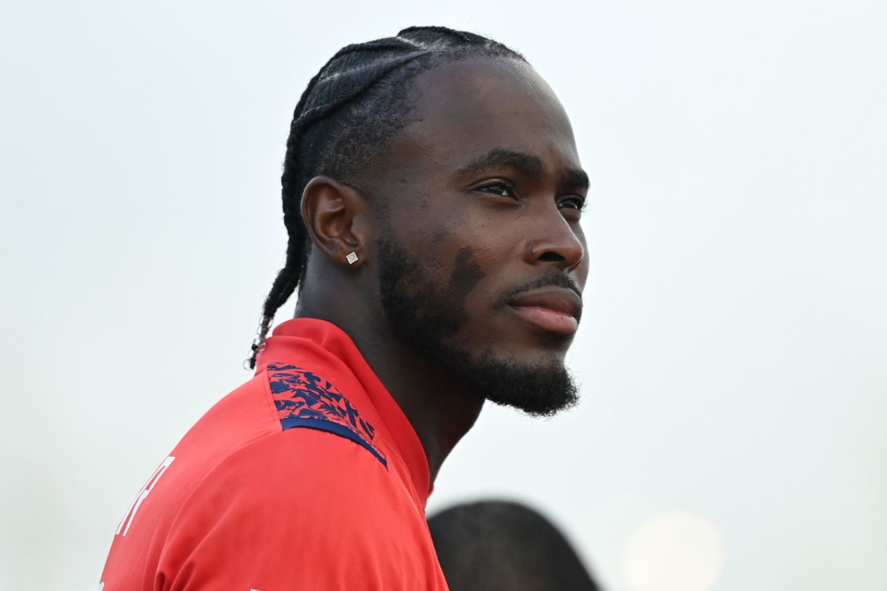 Jofra Archer looks on, West Indies vs England, 3rd T20I, Gros Islet, November 14, 2024