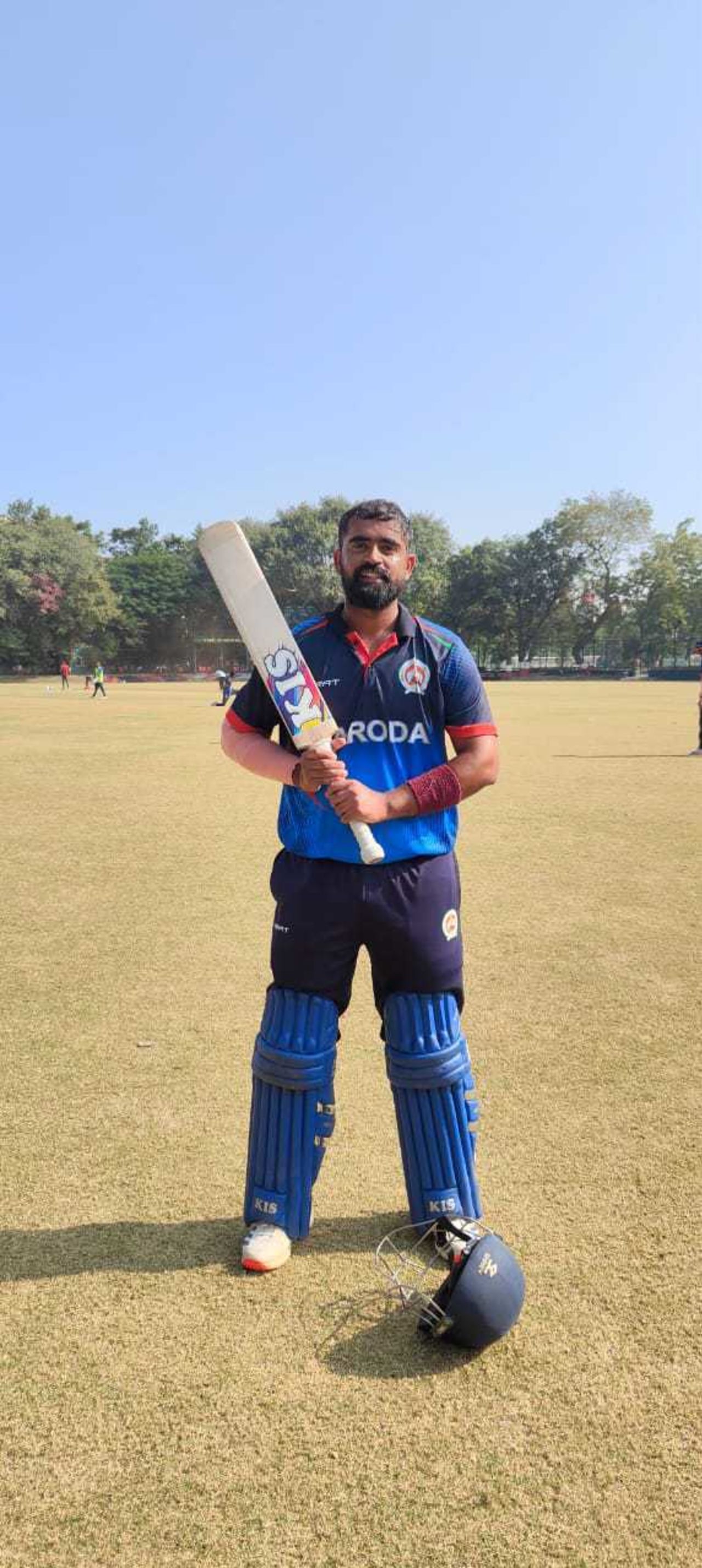 Bhanu Pania strikes a pose, Baroda vs Sikkim, Syed Mushtaq Ali Trophy, Indore, December 5, 2024