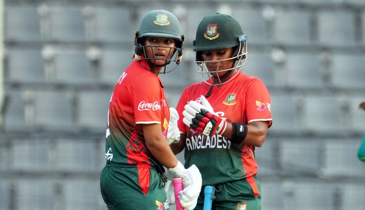 Sobhana Mostary and Dilara Akter added Bangladesh's first century stand for the opening wicket in women's T20Is, Bangladesh vs Ireland, 1st Women's T20I, Sylhet, December 5, 2024