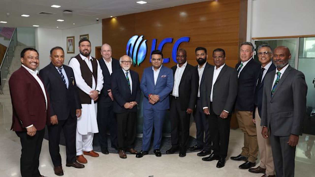 Jay Shah meets his colleagues at the ICC, Dubai, December 5, 2024