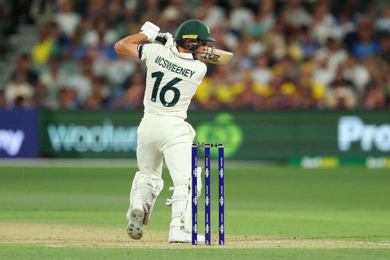 Nathan McSweeney was happy to play the waiting game on the first evening, Australia vs India, 2nd Test, Adelaide, 1st day, December 6, 2024