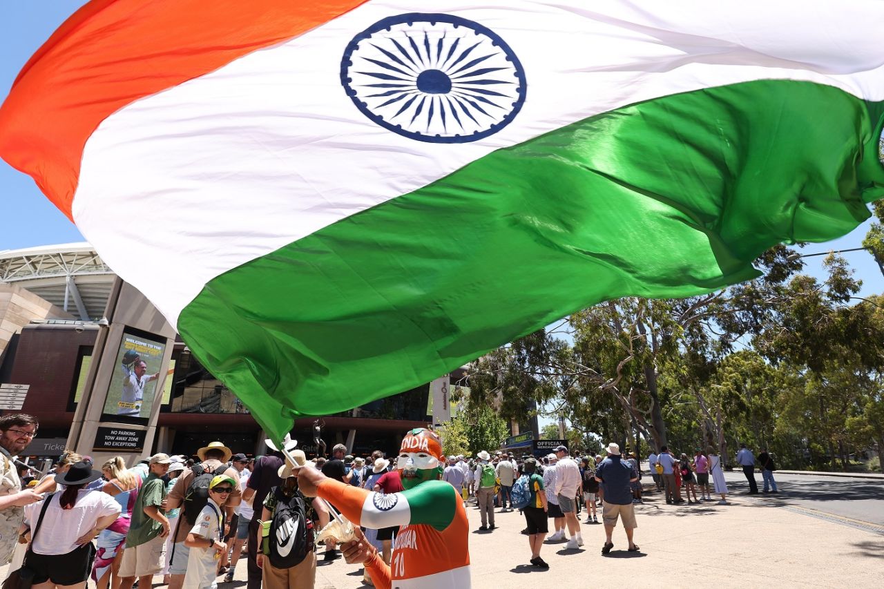 An Indian fan waves the tricolour, Australia vs India, 2nd Test, Adelaide, 2nd day, December 7, 2024