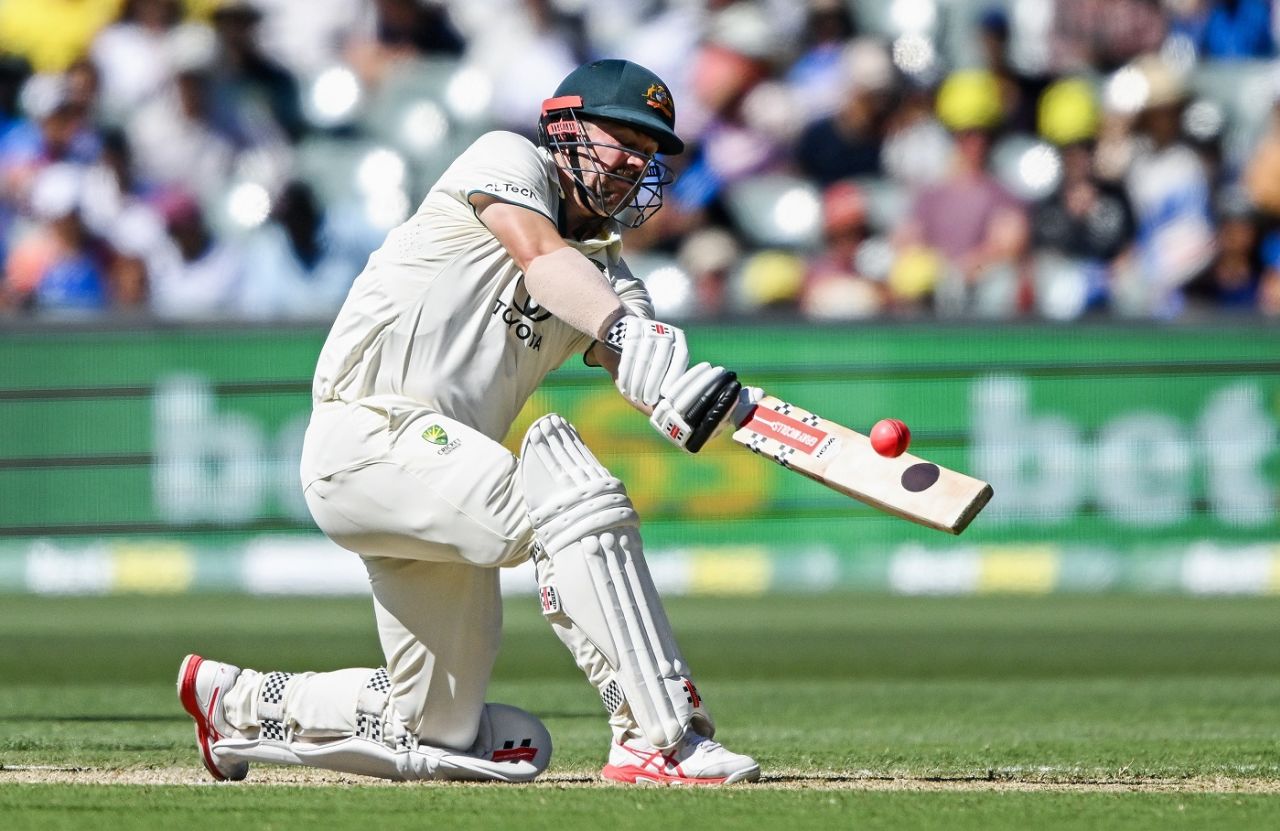 Travis Head thumps R Ashwin over deep square leg, Australia vs India, 2nd Test, Adelaide, 2nd day, December 7, 2024