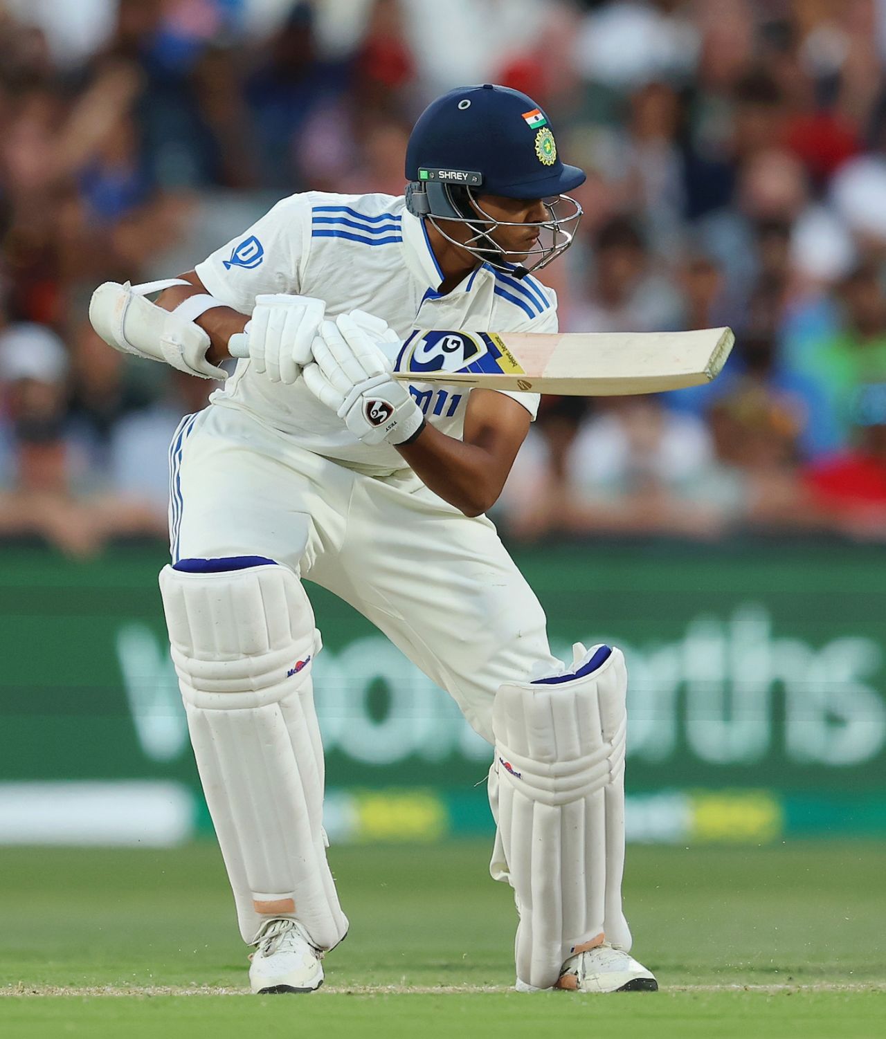 Yashasvi Jaiswal got off a pair with a drive behind point for four, Australia vs India, 2nd Test, Adelaide, 2nd day, December 7, 2024